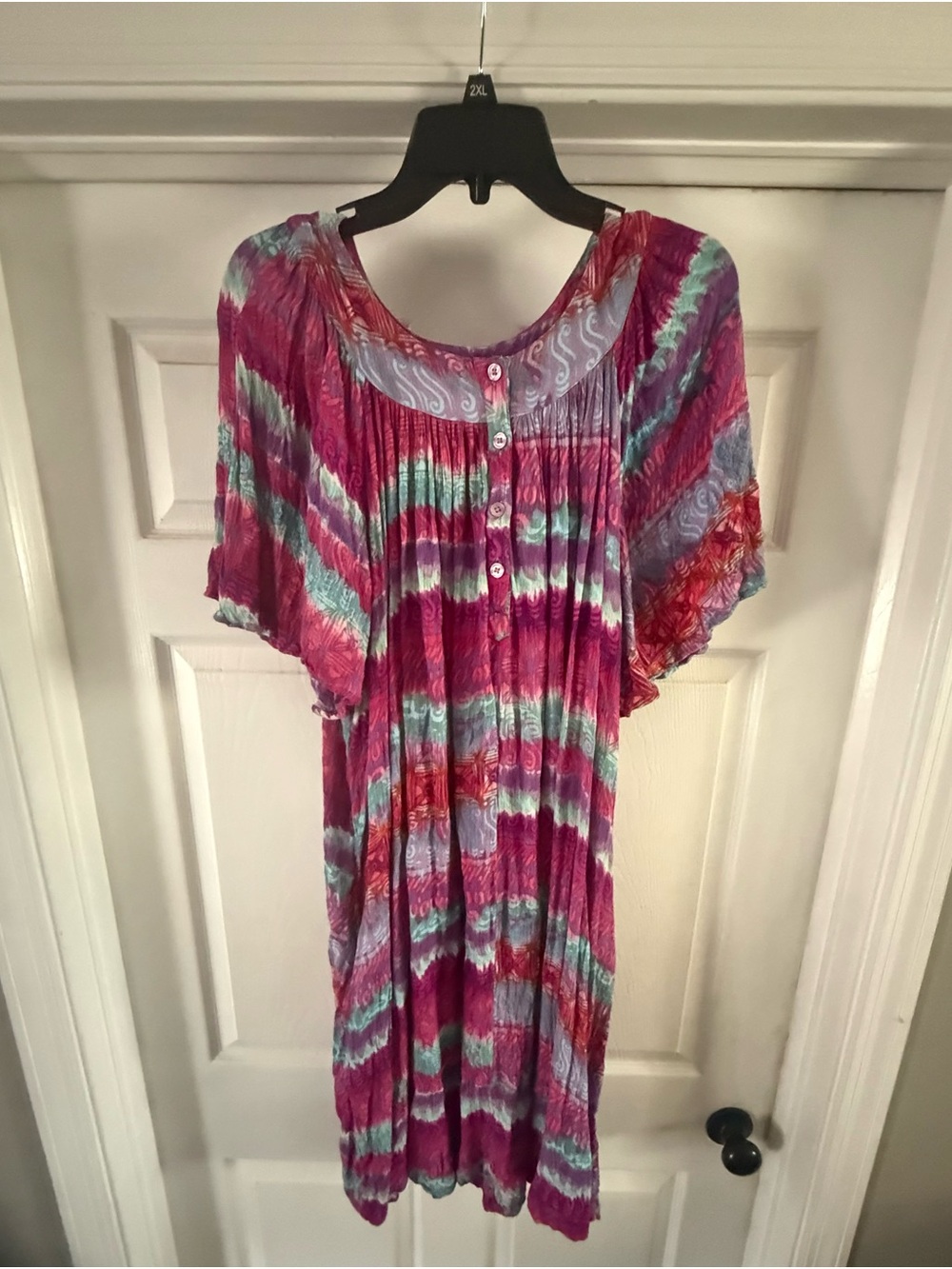Go Softly Patio Dress Womens XL Pink 100% Rayon Aztec Muu Muu Caftan India